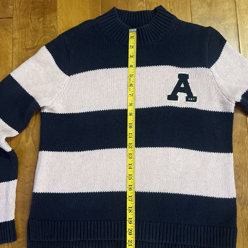 Abercrombie & Fitch Navy Striped Sweater Size M Preppy Coastal Nautical Academia - Picture 6 of 8